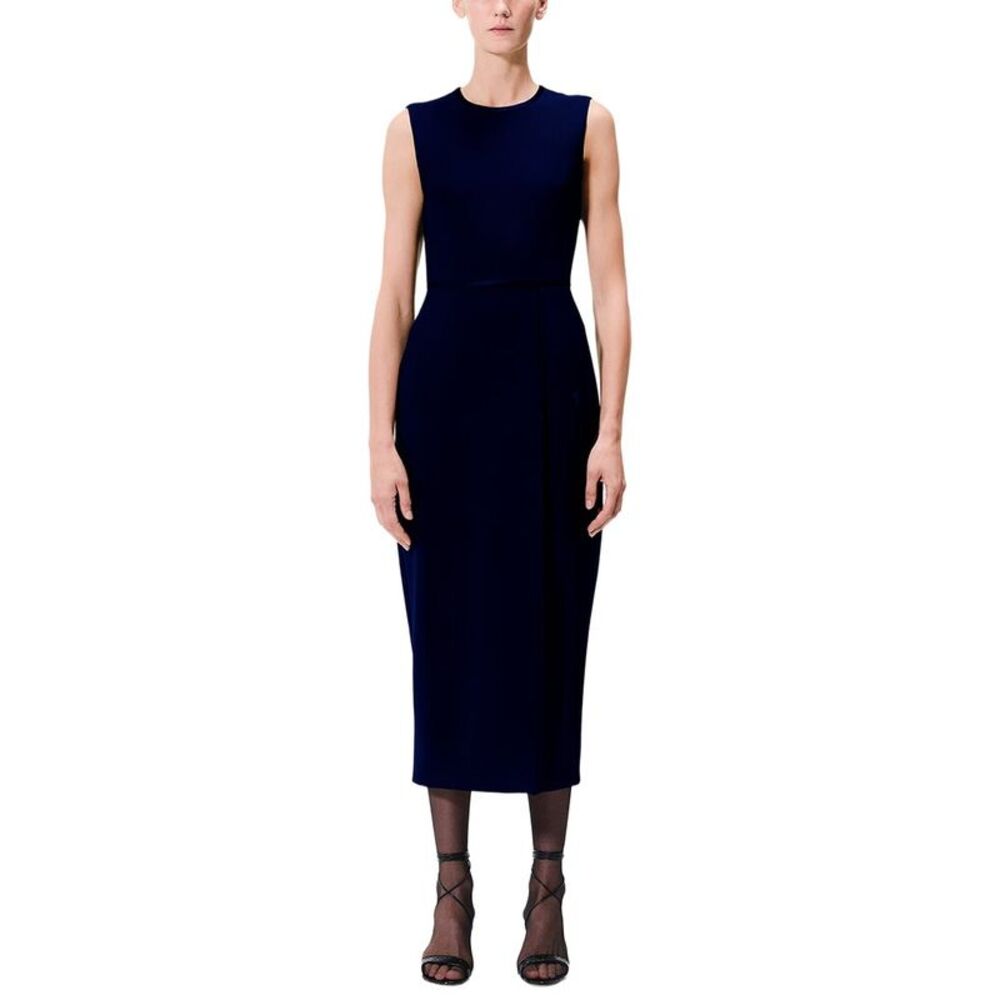 Adam Lippes Womens Nello Wool & Silk-Blend Dress, Navy